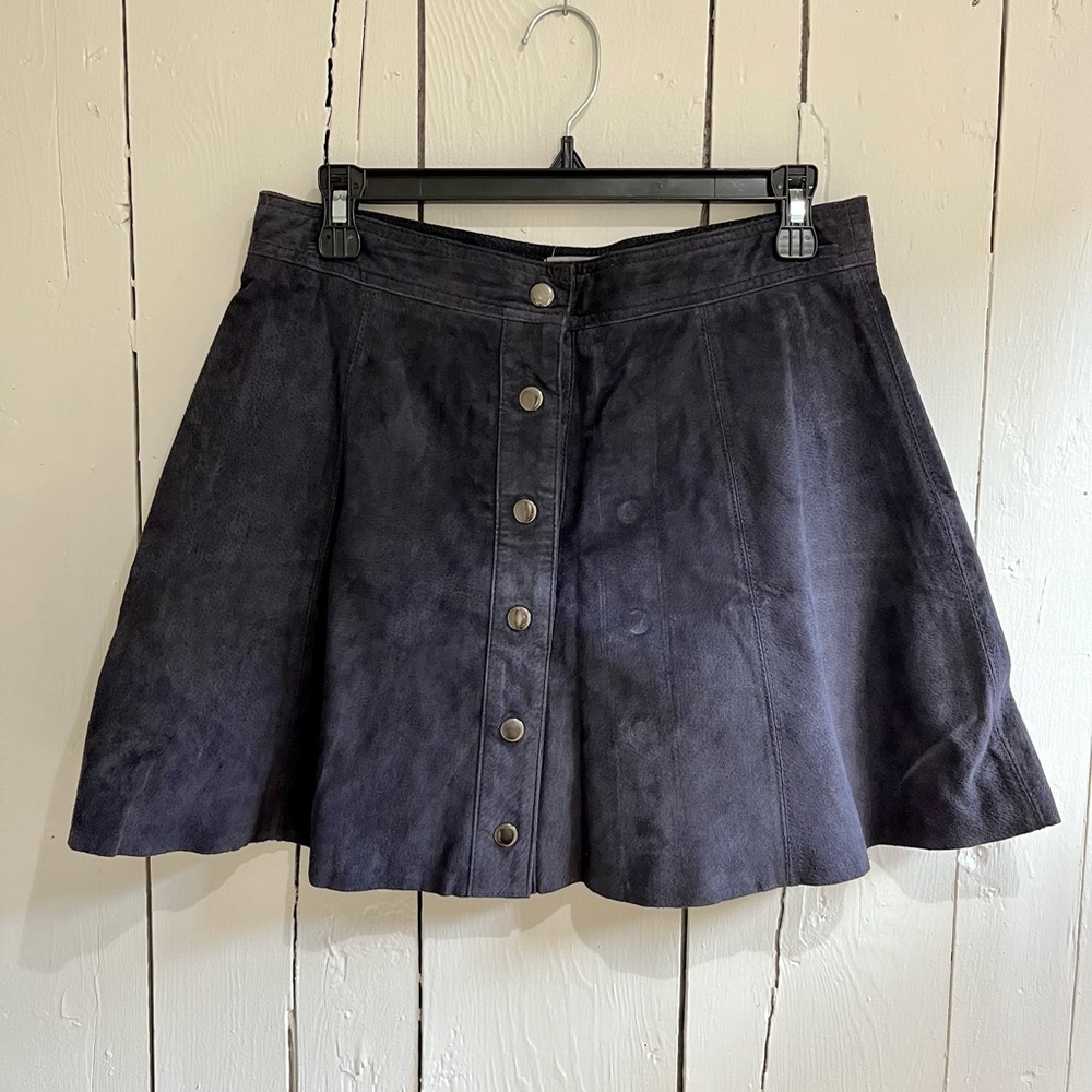 70s style suede button down skirt
